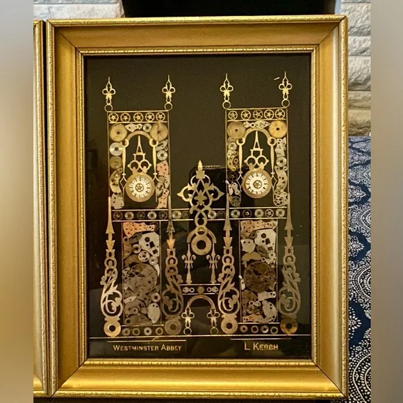 Big Ben & Westminster Abbey SET 70s Horological Collage Art L Kersh Of London